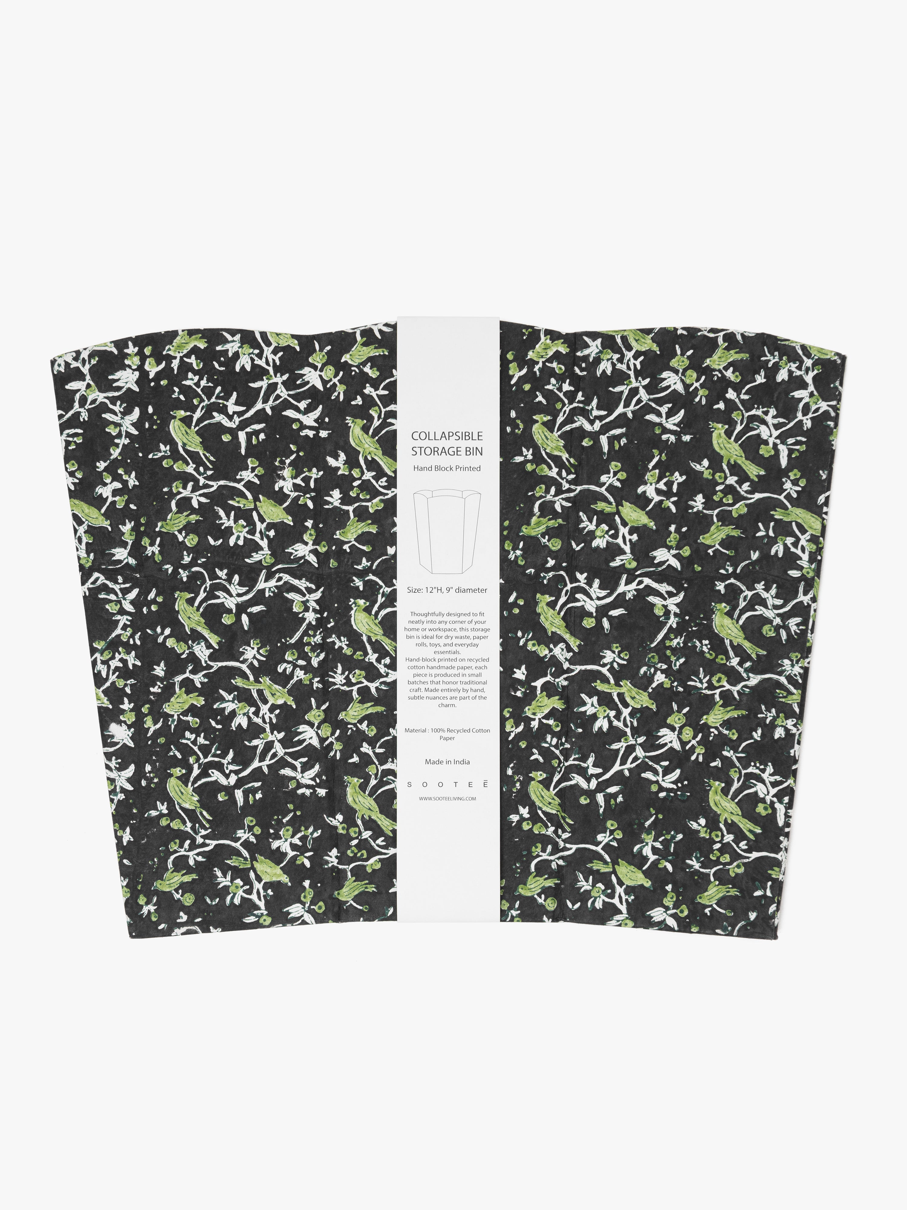 Scallop Collapsible Storage Bin - Birds of the Meadow