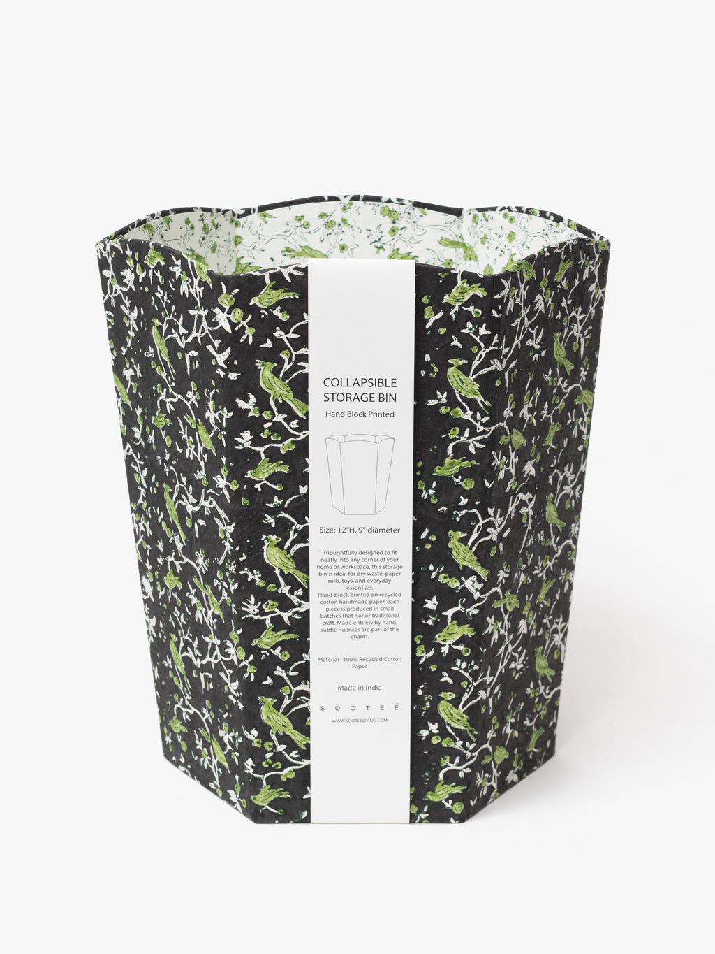 Scallop Collapsible Storage Bin - Birds of the Meadow